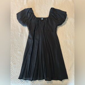 Black Puff Sleeve Midi Dress